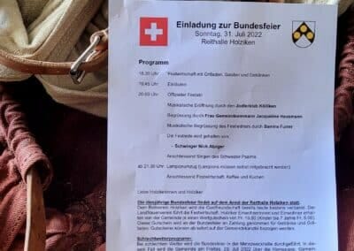 Einladung zur Bundesfeier in Holziken 31.07.2022